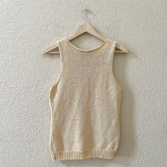 Theory Top Sleeveless Shell Merletto Tank Scoop Knit Fisherman Casual Chic Large - Picture 4 of 10